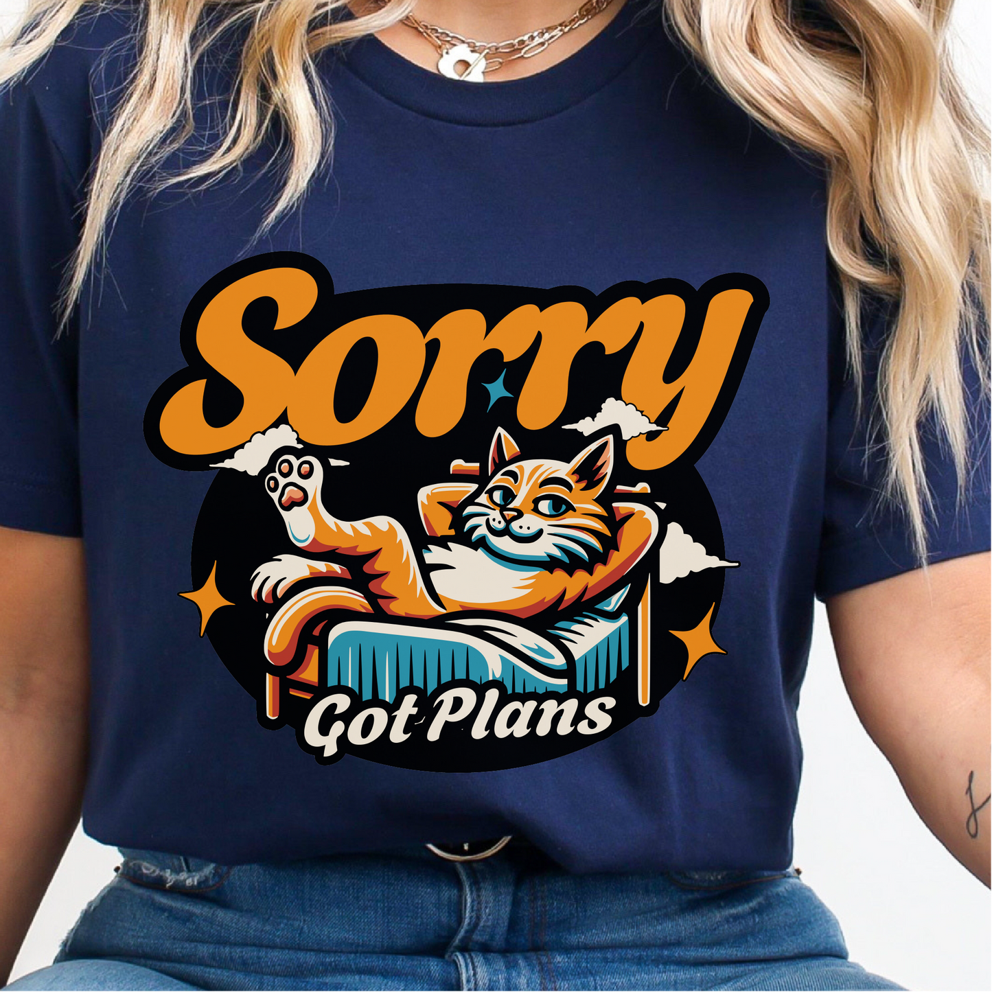 Sorry Got Plans Cat T-Shirt, Lazy Relaxing Cat Lovers Shirt