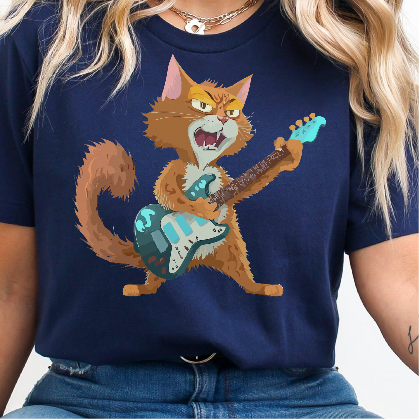 Guitar Cat T-Shirt, Music Loving Cat Shirt