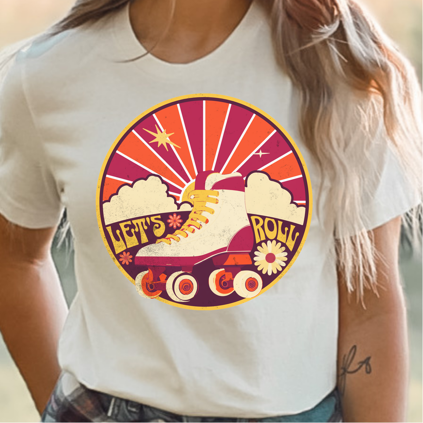 Let's Roll T-Shirt, Retro Roller Skate Shirt